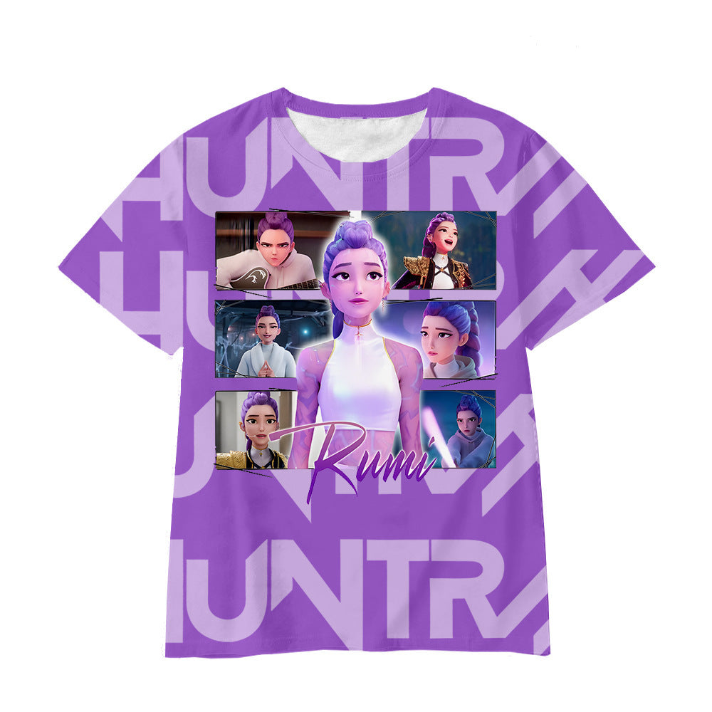 Witcher boy group 3d digital printing cross-border overseas casual loosefashion t-shirt k-pop girls t-shirt