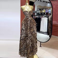 European and american women's clothing  summer new sweet and fresh camisole bandeau tie-up pleated maxi dress