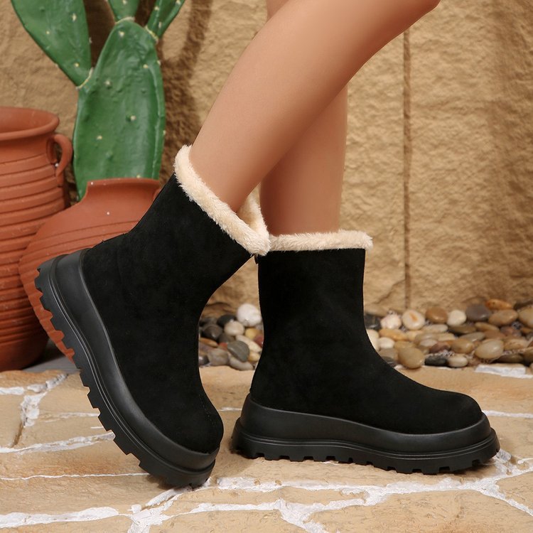 Women's winter new arrival: thick-soled lambswool snow boots - fleece-lined, extra thick, warm, height-increasing ankle boots, plus size plush cotton boots