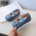 Vancahao niche design girls' rhinestone princess shoes,  spring/autumn new collection, children's low-cut bowknot flats