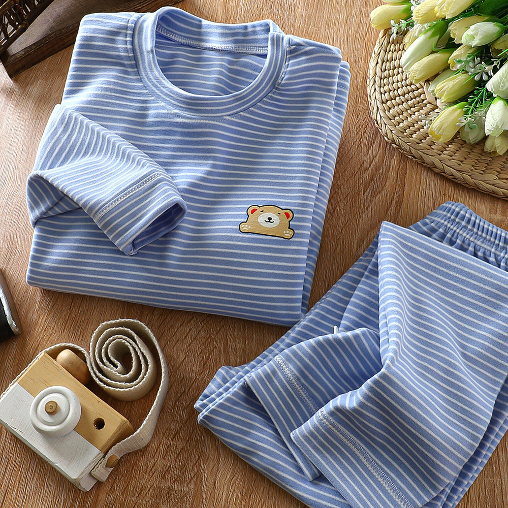 Kids german velvet suitheattech fever fall and winter pajamas for middle and large children bottomthickened baby home autumn clothes and long trousers