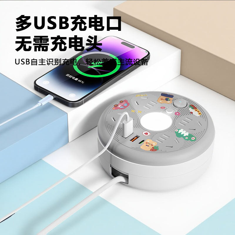 Retractable storage socket with cord, multi-function usb power strip, multi-outlet power strip, electrical plug extension cord