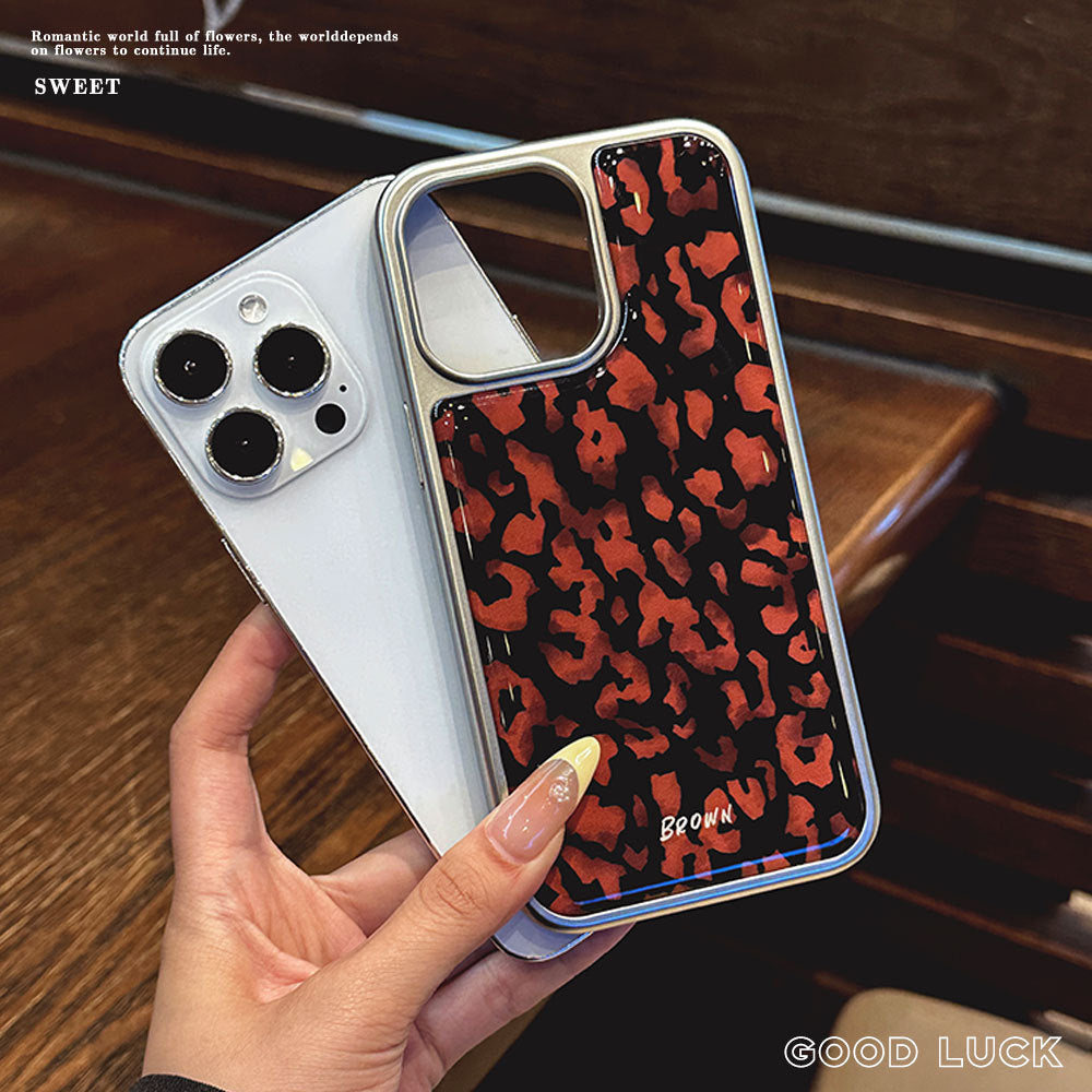 New premium leopard print electroplated phone case for iphone 16 pro max, apple 15 epoxy protective cover, unique design