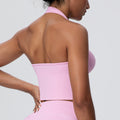 fashion breathable halter back yoga bra fashion seamless sports intimates women's summer bubble wrap fitness tops