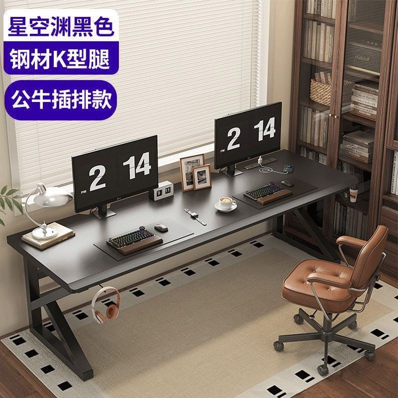 Solid wood large panel computer desk - desktop bedroom home office desk - extended length workstation - double gaming table