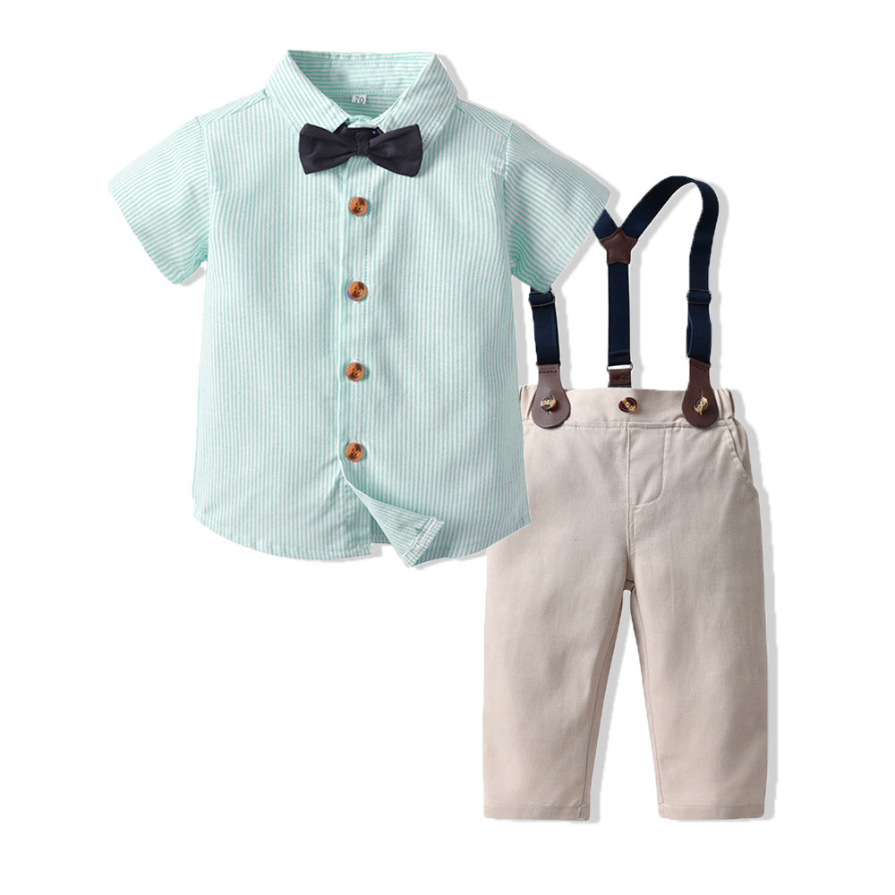 Exportautum boys gentleman k-stylesuit cotton shirtkidsshirt bow tie long sleeves clothes korean style boy