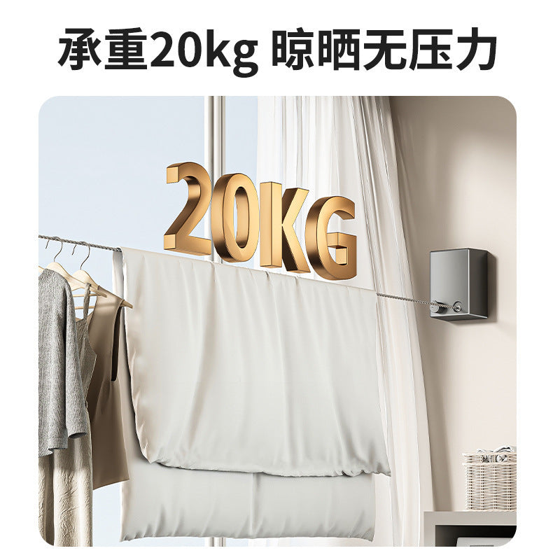 Balcony invisible clothesline gun gray clothes drying artifact rope indoor punch-free bathroom telescopic wire rope