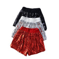 Heavy sequin sparklingshorts women's elastic waist easiest for matchslimming looka-line loose pants summernew arrival crotch casual pants