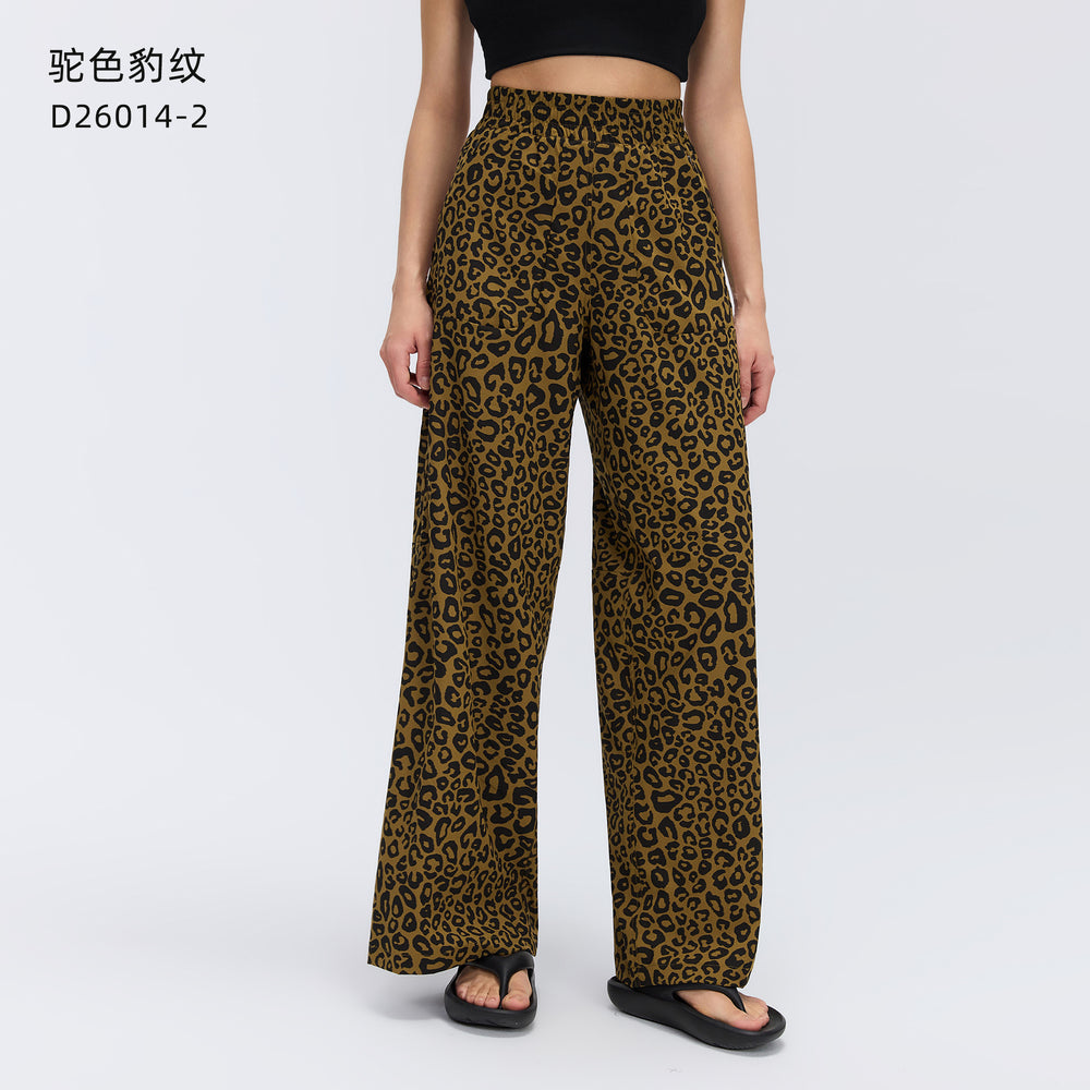 Spring/summer lightweight breathable straight-leg sports pants - women's drawstring loose fit, hip-concealing, slimming, casual wide-leg trousers d26014