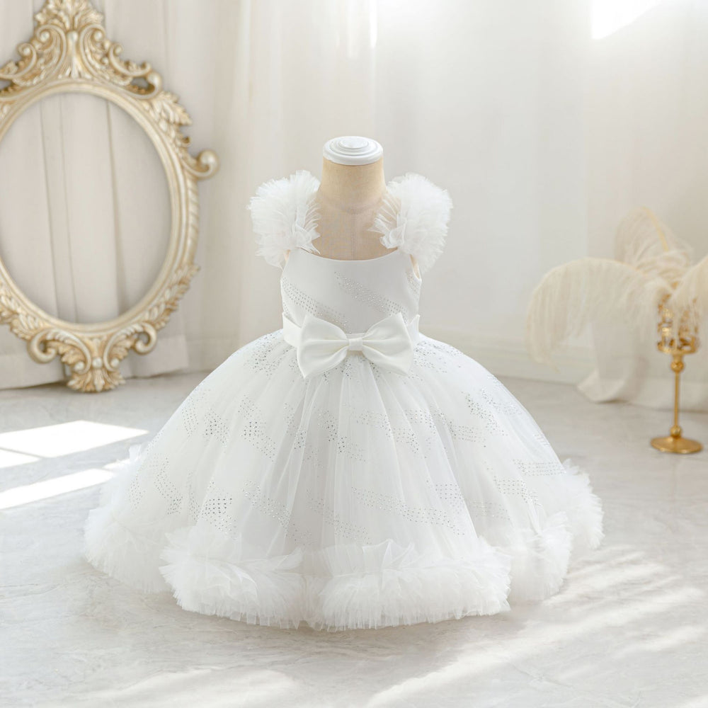 New children's tulle dress birthday party evening gown diamond mesh princess dress diamond kids formal dress 140cm and under