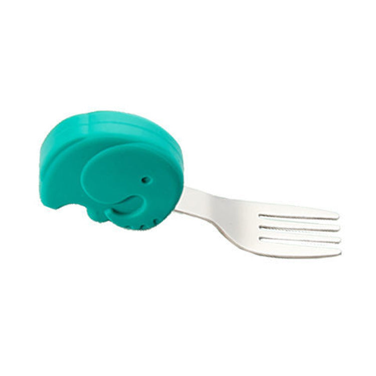 Wholesale baby stainless steel cutlery set: short-handled forks, spoons, silicone plates, and feeding utensil set for infants and toddlers