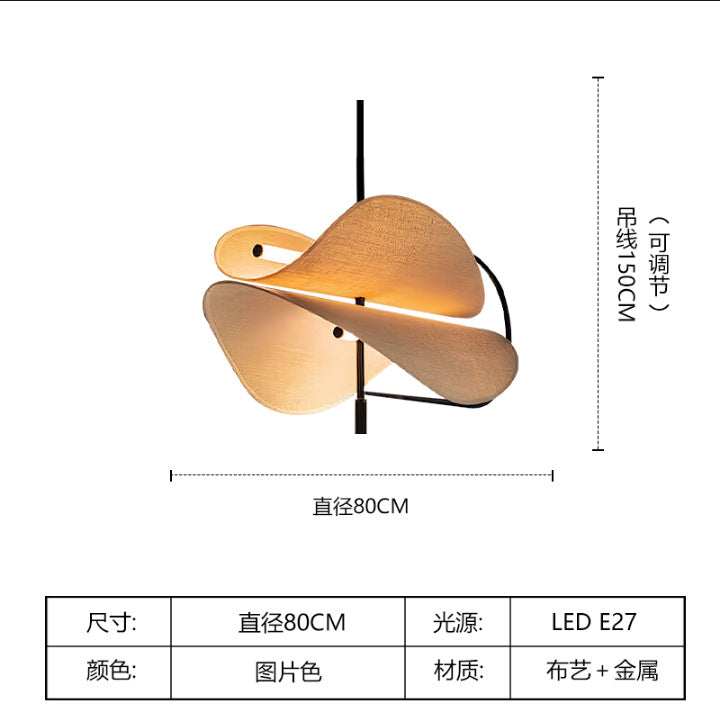 Wabi Stillwind Chandelier Hotel B & B Restaurant Private Room Fabric Chandelier New Chinese Creative Model Room Living Room Art Light