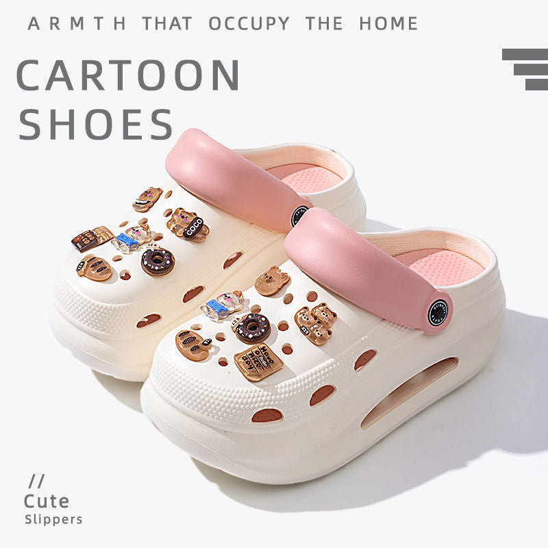 2025 new women's wedge platform clogs - summer outdoor wear, thick sole, two-wear style, chunky heel, non-slip beach sandals & slippers