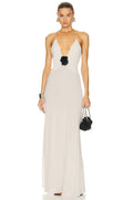 European and american style cross-border  new arrival: sexy and elegant v-neck spliced backless chiffon maxi dress for women