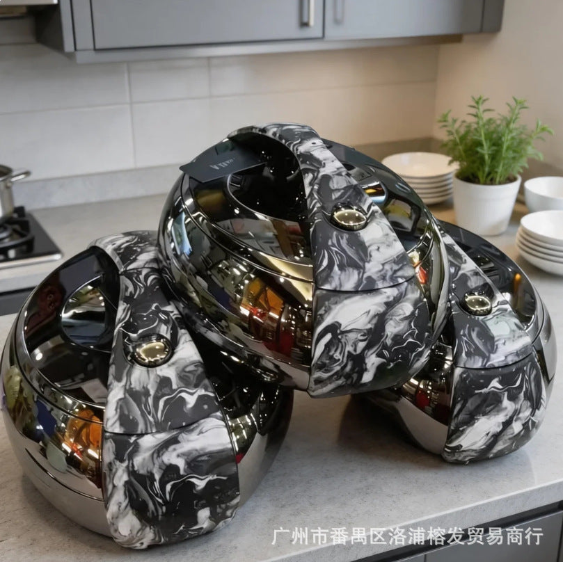 High-end luxury new food warmernew arrival cross-border 3pcs thermal insulation tableware 4l-5l-6l large capacity