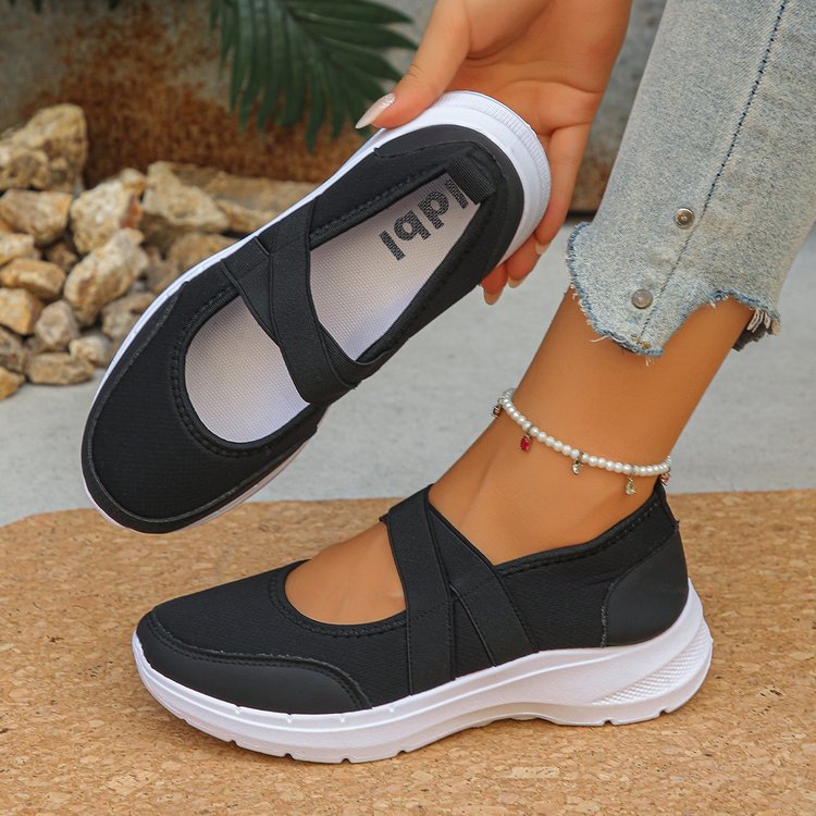 spring and summer new arrivalexportcasualflats women's thick sole flying woven breathable velcro casual mesh plus size women's shoes