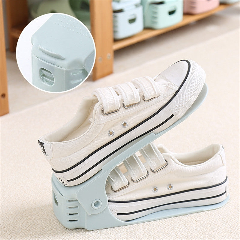 Storage shoe rack, shoe storage rack, simple and modern double-layer integrated adjustable household dormitory shoe bracket wholesale