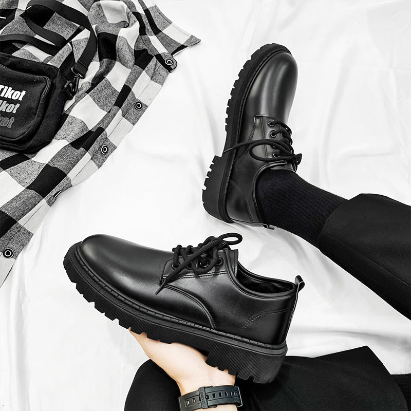 Men's business leather shoes - spring 2026 new collection - youthful british style - student suit shoes - round toe casual trendy shoes