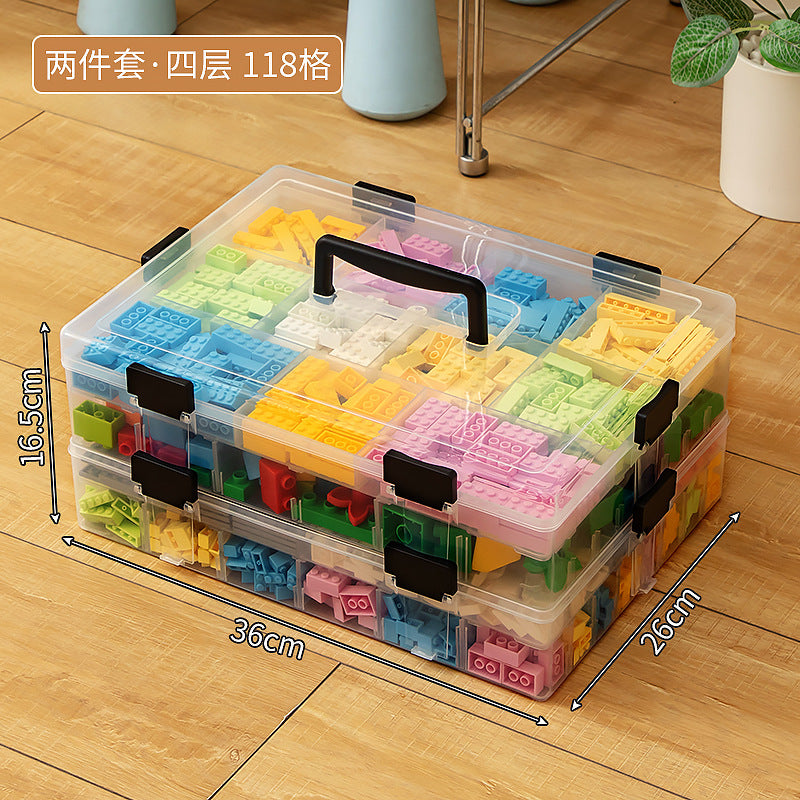 Children's toy storage box Multifunctional grid accessories storage box can be stacked portable Lego building block storage box