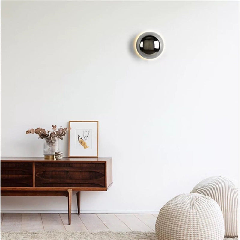Bedroom modern wall lamp round background wall corridor eclipse bedside lamp scandinavian decoration aisle living room casual