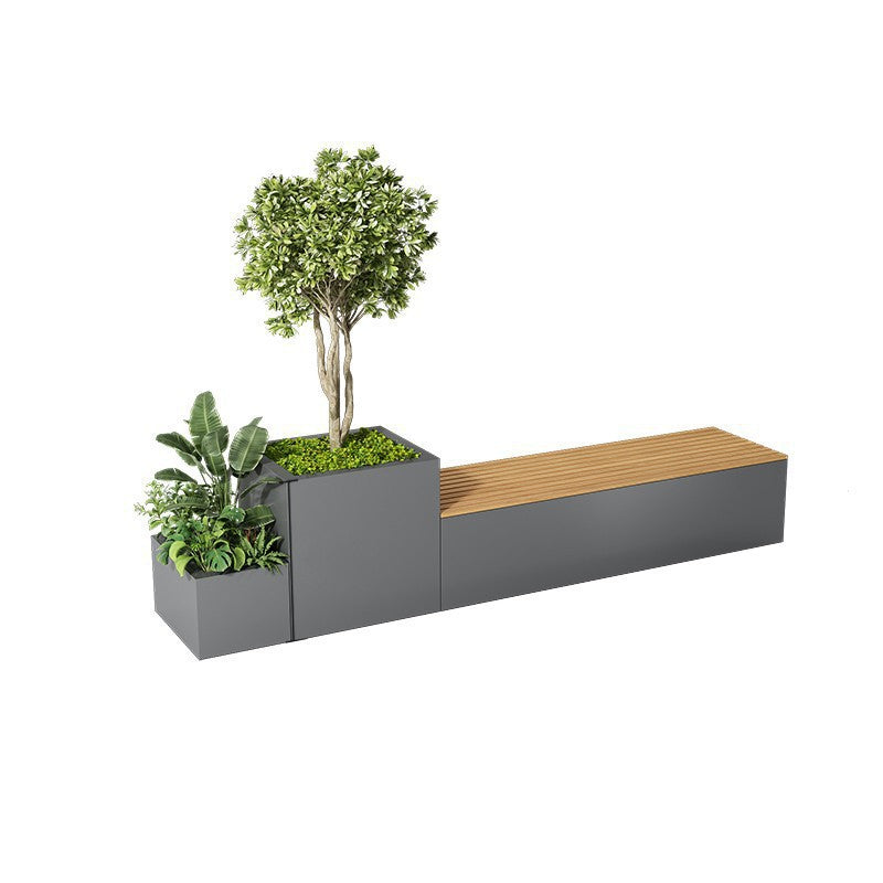 Outdoor wrought iron flower box Sales department Plaza integrated flower slot Leisure seat Commercial street landscape Stainless steel flower pool