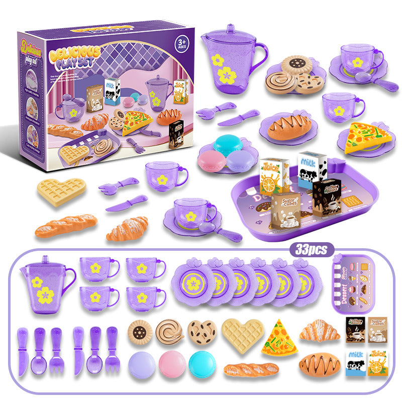 supply of children's play kitchenware set, afternoon tea, dessert, food, bread, cut-and-cut toys, wholesale