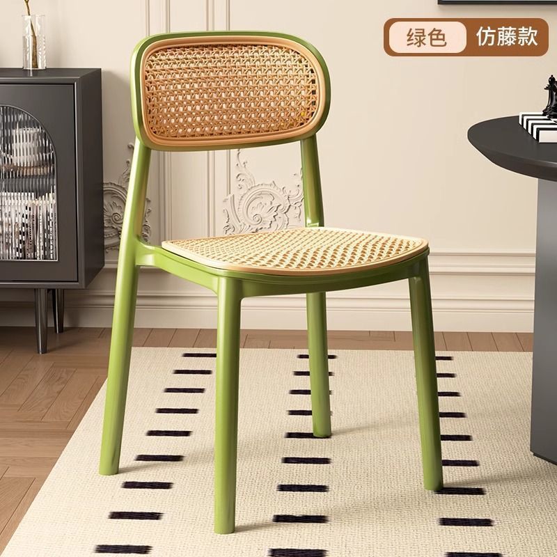 2025 new dining chair backrest plastic rattan chair home leisure chair spare stool stackable bench commercial