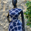 European and american cross-border women's fashion  summer new arrival: elegant retro round neck plaid top and asymmetrical midi skirt set