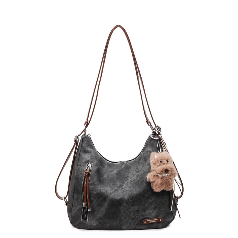 retro large capacity bag women's 2025 autumn/winter new casual shoulder bag crossbody bag fashionable versatile backpack
