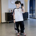 Boys and girls summernew arrival thin short-sleeved t-shirtpants sports suitfashionabletz001