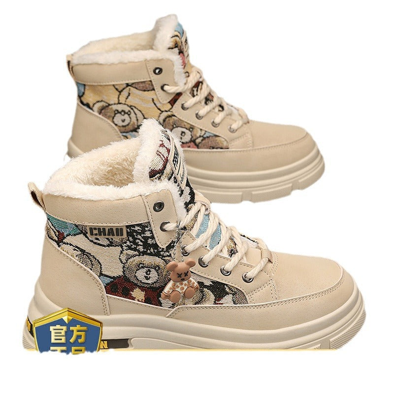 Boots men's high top 2025new arrivalwinter men's shoes fleece-linedthickenedheattech snow cotton shoes men's workwear boots men's