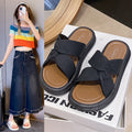 Trendy platform slides for women - summer 2024 new arrivals: fashionable crossover design, elegant chunky sole, perfect for summer outings