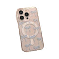 New arrival suitable for apple 17promax mobile phone case 16plus blue pink bow magnetic transparent mobile phone protective case