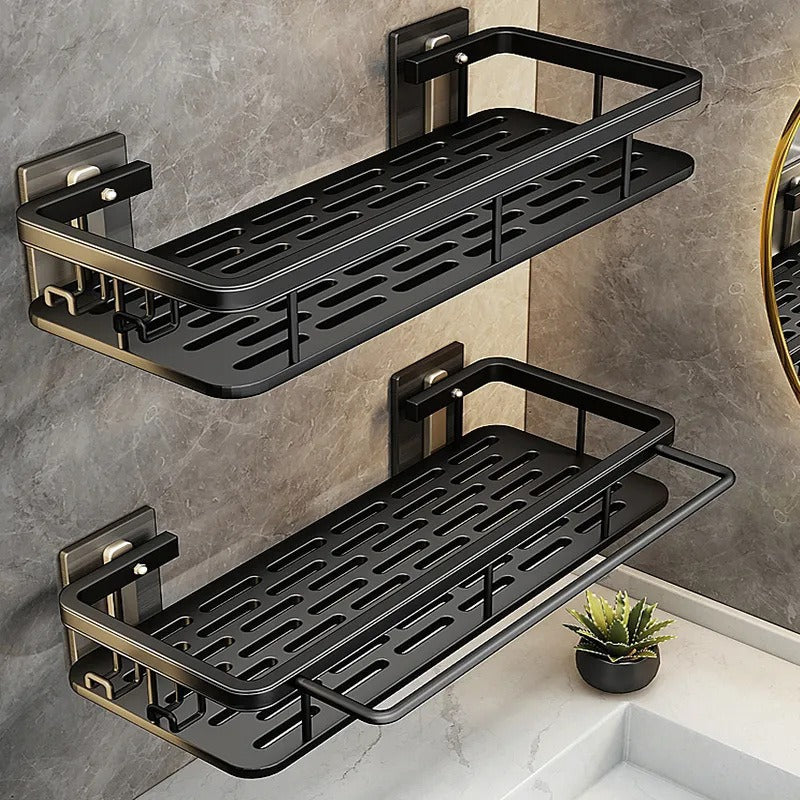 No-drill bathroom shelf - wall mounted organizer for toilet, washroom, and vanity