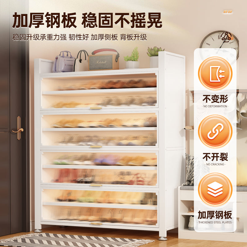 Steel shoe cabinet for home entrance storage cabinet all-in-one dust-proof large capacity multi-layer storage shoe rack flip-up door storage cabinet