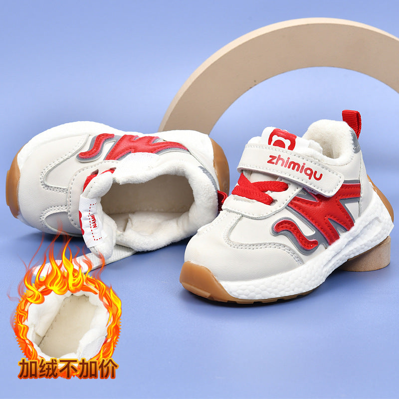 Toddler shoes for baby boys 0-1-3 years old, autumn/winter infant shoes for baby girls, soft sole children's shoes, fleece-lined and thickened cotton shoes