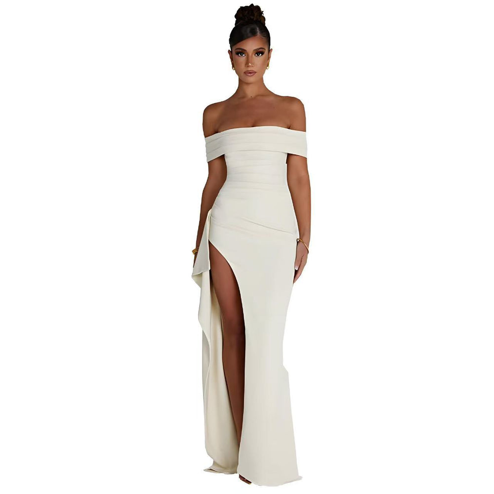 fashionexport women's clothing  spring sexy one shoulder elegant elegance party dress slit dress