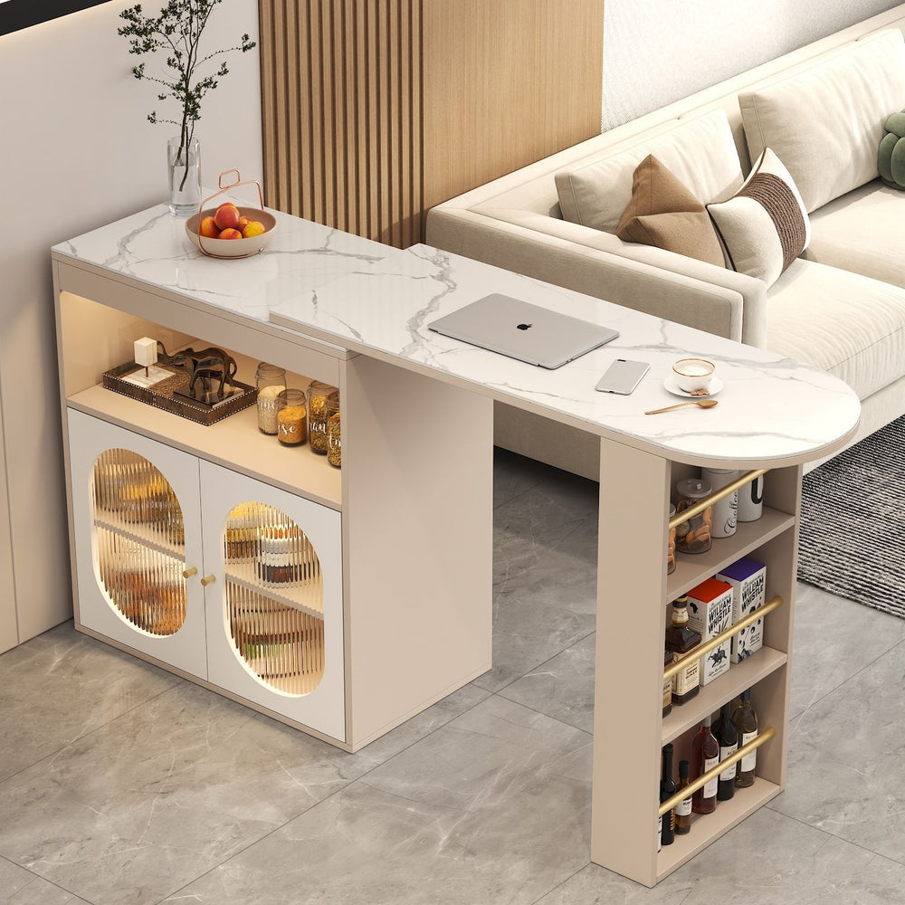 Living room partition telescopic bar table cream style popular entrance light luxury slate sideboard small apartment folding bar