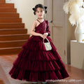 Custom european and american children's formal dress tulle cake princess dress off-the-shoulder girl's dress for piano performance