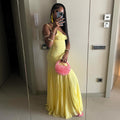 European and american women's clothing  autumn new sweet and fresh spaghetti strap v-neck high-waisted slimming a-line maxi dress