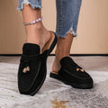 European and american slippers  spring new women's closed-toe half slippers outer wear slip-on mules casual half slippers