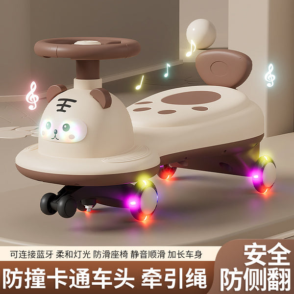 Children's twisting car 1-3 years old silent wheel adults can sit baby yo-yo car rocking car scooter toy stroller