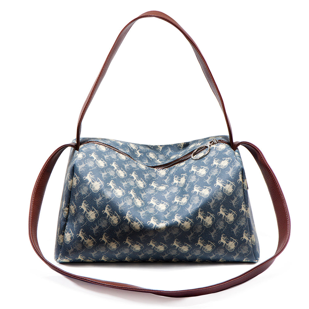 Printed large capacity tote bag for women, 2025 winter new arrival, premium quality, niche design, commuter shoulder & crossbody bag