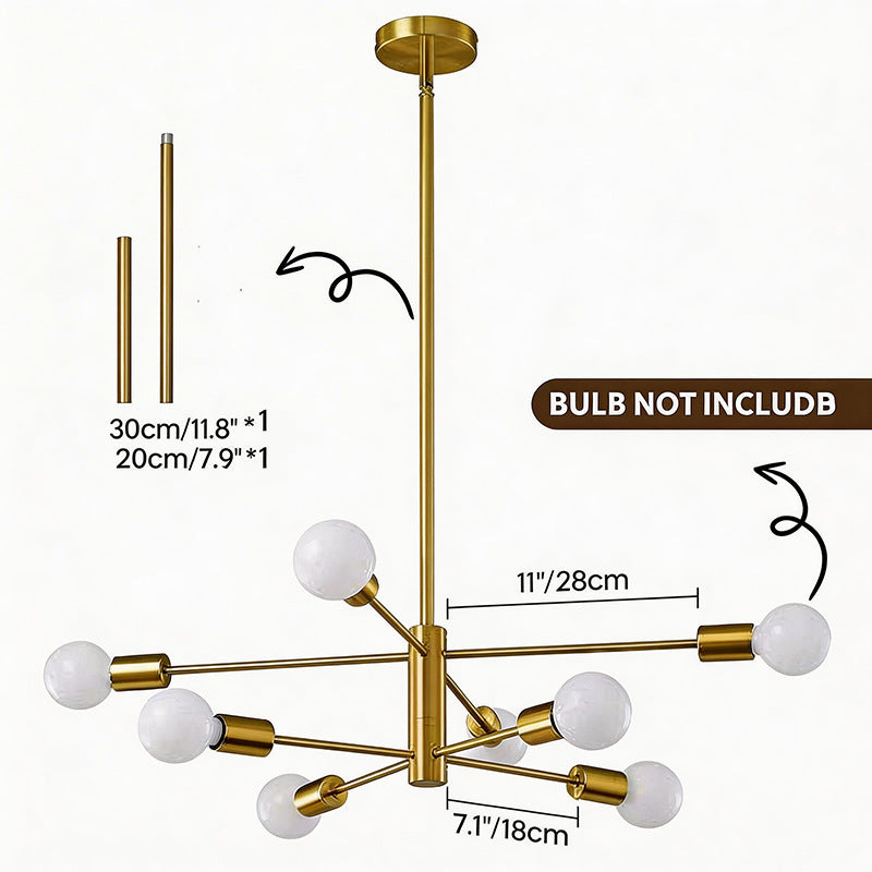 Nordic molecular ceiling lamp modern casual black gold spider lamp living room bedroom creative iron multi-head popular restaurant