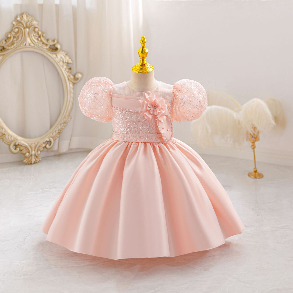 Kids' puff sleeve princess dress - perfect for performances, baby's first birthday, and everyday wear