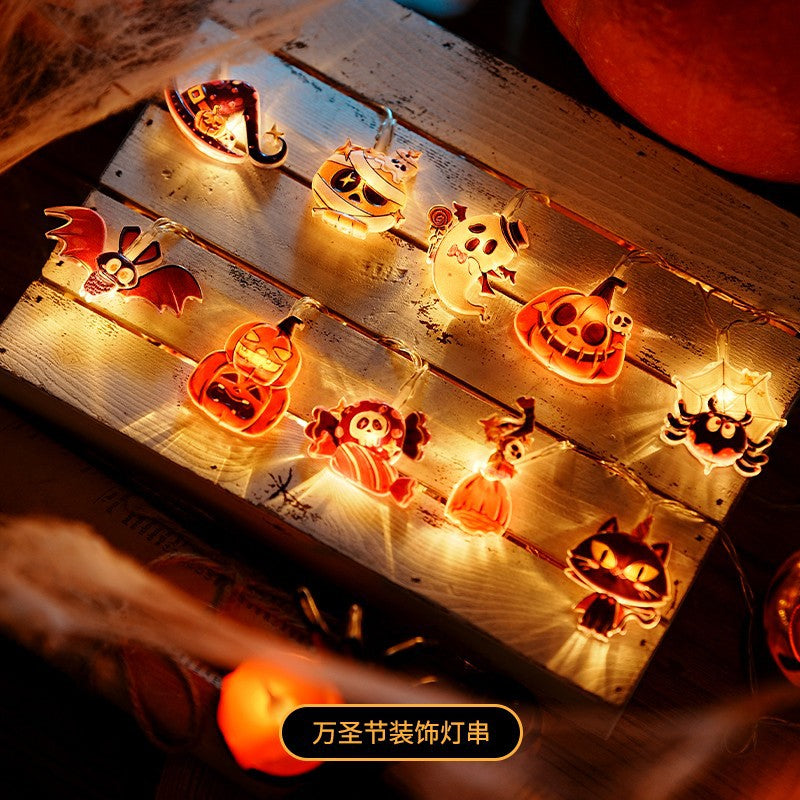 Halloween decorative pumpkin lights led light string small battery holiday flashing light atmosphere usb light strip arrangement props