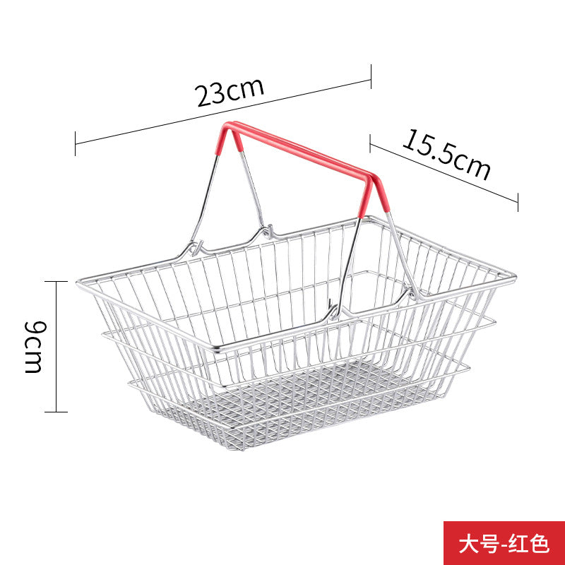 Cross-border  wrought iron simulation shopping basket household cosmetics sundries storage decorative shelf shooting props