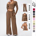 New arrival: solid color brushed microfiber breathable high-stretch yoga set - 3-piece workout outfit for running, fitness, and yoga