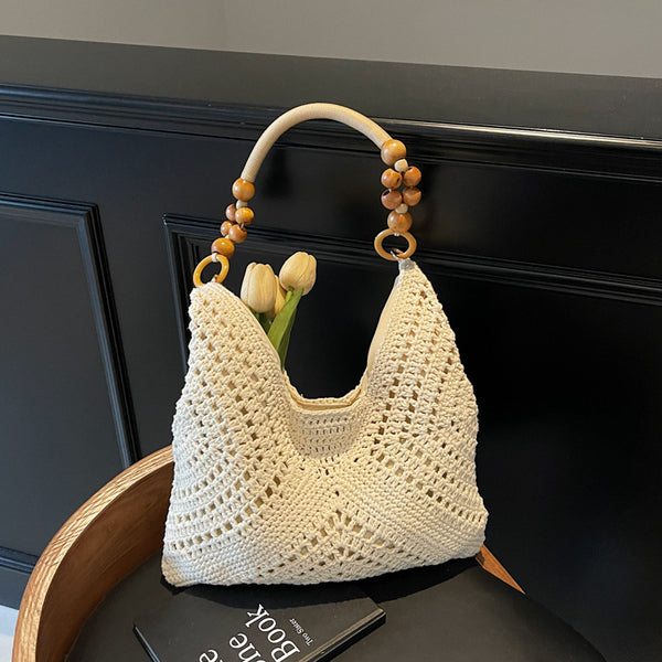 Wholesale hot sale leisure lazy style literary woven bag large capacity versatile commuter vacation shoulder beach women's bag