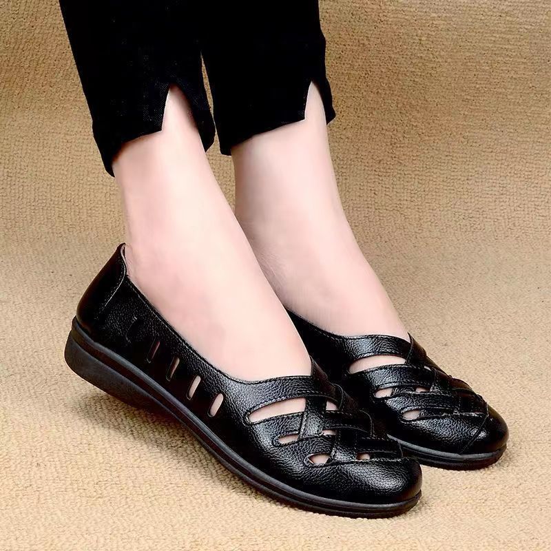 Soft leather soft bottom ladieswear shoes flatsabrasion resistantwaterproofbows work shoes wechat group purchase live broadcast one piece dropshipping